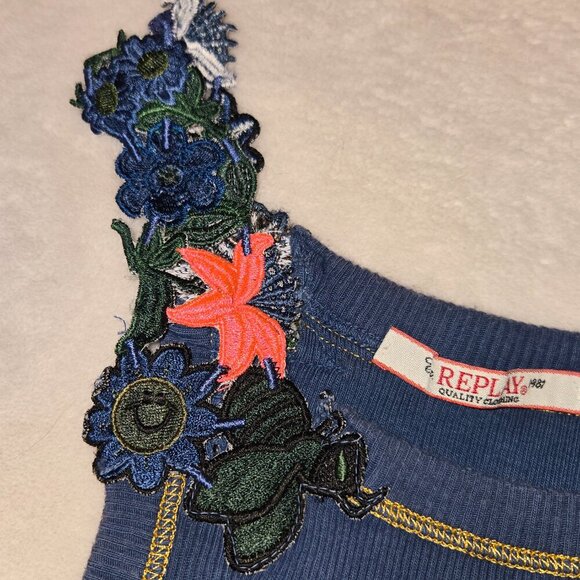 Replay vintage tank top with embroidered details blue, size XS - Picture 10 of 13